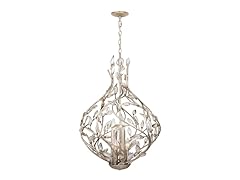 6-Light Chandelier, Silver Leaf