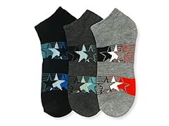 6-Pack Boys Star Print (Sock Sizes 9-13)
