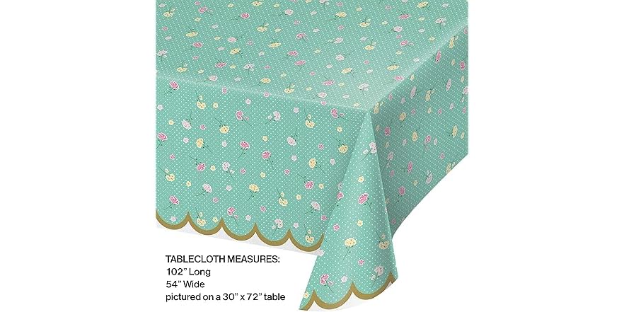 Valentine's Day Plastic Tablecloth | Hearts & Dots Design | 54x102 Inch Party Table Cover - View #2