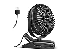 BESKAR Small Clip on Fan, 3 Speeds USB Plug
