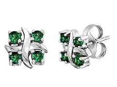 SS Created Emerald X Earrings