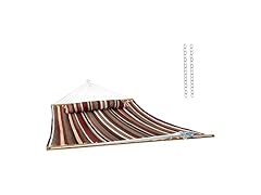 Sunnydaze Extra Large Quilted Hammock with Spreader Bars Awning Stripe