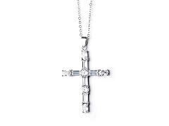 White Gold Plated Cross Necklace