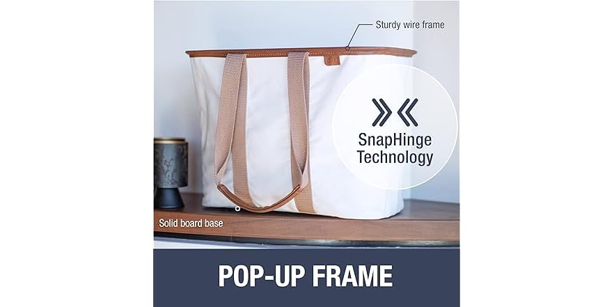 thumbnail image 2 of CleverMade Collapsible LUXE Tote - 30L Geometric Taupe Grocery & Shopping Bag 2 of 2