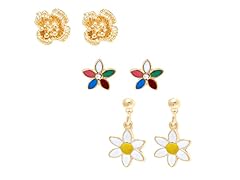 Set of 3 Flower Stud & Drop Earrings