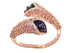 18K Rose Two Tone Simulated Diamond Bypass Ring