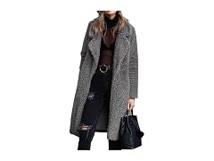 Angashion Women's (M) Women's Fuzzy Fleece Lapel O