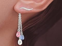 Silver Ear Pin Earrings Multiple Dangles