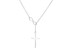 Lariat Infinity Cross Pendant Necklace