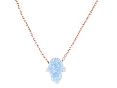18K Rose Gold Blue Opal Hamsa Necklace