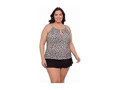 Aqua Green Women (XL) Keyhole High Neck Full Top