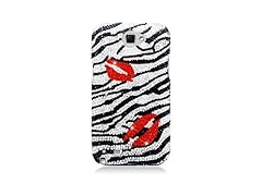 Aimo SAMNOTE2PCLDI650 Dazzling Diamond Bling Case for Samsung Galaxy Note 2 N7100 - Zebra Lips