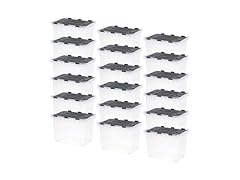 Superio 12-Pack Clear Storage Bins with Lids 17 Quart (15"x10"x10.25") 