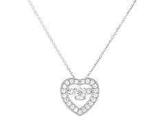 18K White Gold Simulated Diamond Heartbeat Necklace