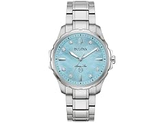 Bulova Women's Blue Dial Stainless Steel Watch