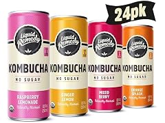 (24 pk) Liquid Remedy Kombucha Sugar Free, Fan Fav Variety