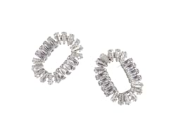 Silver Oval CZ Stud Earrings