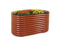Sunnydaze HST-891 62.5" Oval Raised Garden Bed, Brown