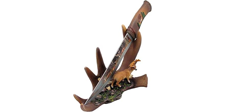 Buck Display Knife on Antler Stand