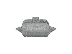 Creative Co-Op Pressed Glass Butter Dish with Grid Pattern
