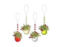 Ganz 4 Mistletoe Facetted Acrylic Ball Ornaments