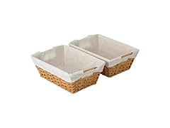 Sukkiri Homu Trapezoid Storage Basket with Handle, Set of 2 Natrual