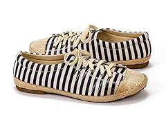 Muk Luks Women's Paige Canvas Shoes,Navy Stripe