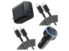 (Bundle) Anker 4-in-1 Charging Kit - 45W Wall Charger, 67W Car Charger, (2) USB-C Cables