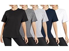 5Pk Womens Loose Fit S/S Crew Neck Tee