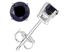 0.33 CT Black Diamond Earrings Silver