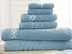6 Pc Cotton Diamond Embroidered Towels