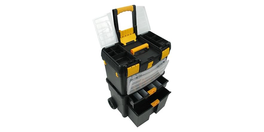 Stalwart 75-2250 Mobile Workshop Toolbox – Rolling Tool Box With Removable Trays & Organizers