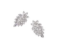 Silver Leaf Cluster CZ Stud Earrings