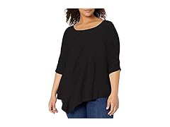 Star Vixen Women's (1X) Black Hanky Hem Top