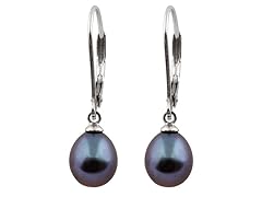 Leverback Black Pearl Earrings