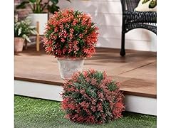 Set of 2 15" Faux Cedar Garden Spheres (Choose Color)