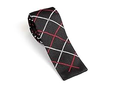 Braveman Knit Tie - Black and Red Argyle