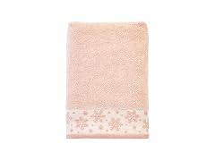 SKL Home Christmas/Winter Heather Snowflake Bath Towel, Blush Pink
