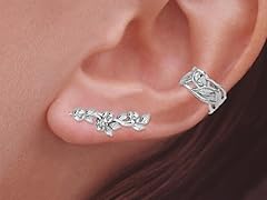 Silver Vine Ear Pin Earring Leaf Earcuff