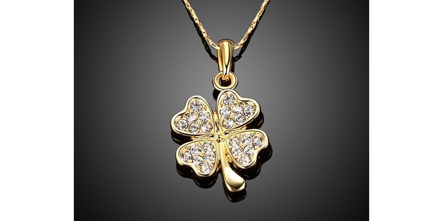 GOLD CHAIN W/LARGE PAVE CLOVER PENDANT main image 1