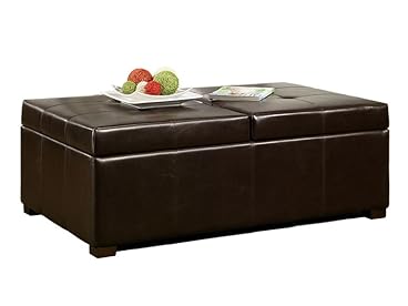 Abbyson Living Frankfurt Leather Double Storage Ottoman