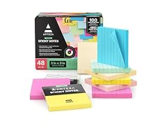 ARTEZA Sticky Notes, 3x3 Inches, 48 Lined & Blank Pads