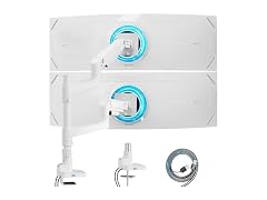 ARES WING 17" to 49" White Stacked Dual Monitor Arm 