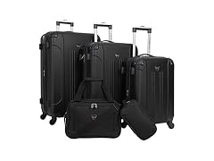 Travelers Club Hardside Luggage, Black, 5 Piece Set