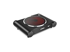 Cusimax Portable Electric Stove, 1200W Infrared Single Burner Heat-up In Seconds, 7 Inch Ceramic Glass Single Hot Plate Cooktop for Dorm Office Home Camp, Compatible w/All Cookware - Upgraded Version (Open Box)