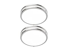 GoBright 2Pk 12" LED Ceiling Light, Nickel