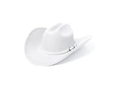 SAJUZEN Wide Brim Cowboy Hat White