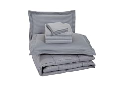 8 Piece QUEEN Embossed Stripe Bed in a Bag