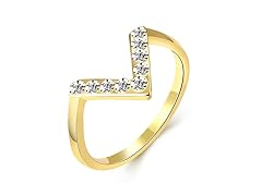 Gold Plated 9 Stone V Cut Ring