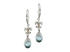 Greg Anthony Bali Genuine Gemstone Fleur De Li Dangle Earrings